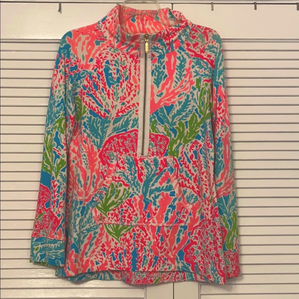Lilly Pulitzer small coral/blue cotton popover